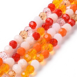 Glass Beads Strands, Faceted, Round, Dark Orange, 5.5~6.5mm, Hole: 1~1.2mm, about 95pcs/strand, 20.47''(52cm)