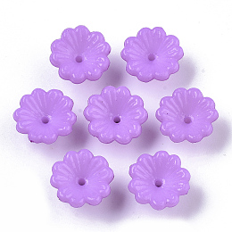 ARRICRAFT Opaque AS Plastic Bead Caps, 5-Petal, Flower, Medium Orchid, 13x7.5mm, Hole: 1.2mm, about 1800pcs/500g