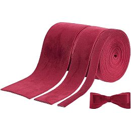 BENECREAT 3 Rolls 3 Styles Double-Sided Velvet Ribbon, Dark Red Flat Velvet, for Wedding Decorations, Gift Decoration Ribbons, Craft Making, 3/8 Inch, 1 Inch, 2 Inch