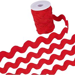 GORGECRAFT 0.78 inch-1.33 inch/20mm-34mm 10 Yards Christmas Red Rick Rack Ribbon RIC Rac Ribbon Wave Sewing Bending Fringe Trim Woven Braided Fabric Lace Zig Zag Trim for DIY Crafts Dress Wrapping