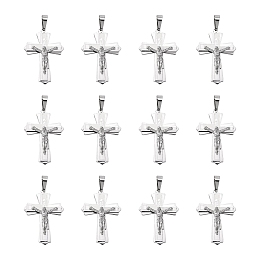 Honeyhandy 304 Stainless Steel Crucifix Cross Big Pendants for Easter, 49x33mm, Hole: 12mm