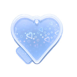 Honeyhandy DIY Laser Holographic Effect Heart Pendant Food Grade Silicone Molds, Resin Casting Molds, For UV Resin, Epoxy Resin Jewelry Making, Valentine's Day Theme, Heart Pattern, 81x86x8mm