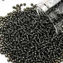 TOHO Round Seed Beads, Japanese Seed Beads, (29C) Silver Lined Dark Black Diamond, 11/0, 2.2mm, Hole: 0.8mm, about 1103pcs/10g