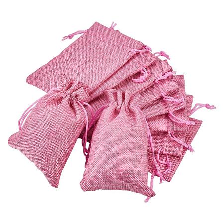 BENECREAT 30PCS Burlap Bags with Drawstring Gift Bags Jewelry Pouch for Wedding Party Treat and DIY Craft - 5.5 x 3.9 Inch, Pink