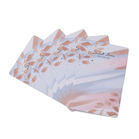 Honeyhandy Coated Paper Bracelet Display Cards, Rectangle, Leaf Pattern, 9.1x6x0.04cm