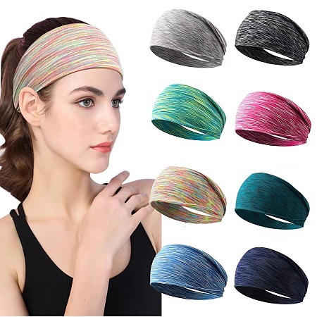 Honeyhandy Cotton Stretch Elastic Yoga Headbands, Athletic Headbands for Women Girls, Mixed Color, 200x100mm