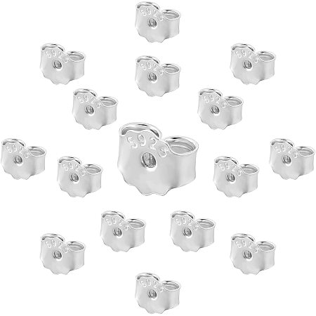 CREATCABIN 1 Box 8 Pairs 925 Sterling Silver Earring Backs Locking Ear Nuts Replacements Hypoallergenic Backings Safely for Pierced Earrings Platinum