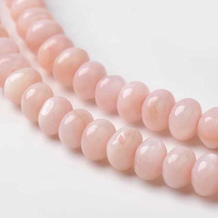 ARRICRAFT Dyed Natural Freshwater Shell Rondelle Bead Strands, Light Coral, 6x4mm, Hole: 1mm, about 91pcs/strand, 15.6 inches