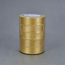 BENECREAT 125Yards (5 rolls X 25yd) 1-inch Wide Premium Glitter Metallic Sparkle Fabric Ribbon for Wedding, Holiday, Home Decoration, Gift Wrap (Gold)