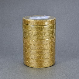 BENECREAT 250Yards (10 rolls X 25yd) 3/8-inch Wide Premium Glitter Metallic Sparkle Fabric Ribbon for Wedding, Holiday, Home Decoration, Gift Wrap (Gold)