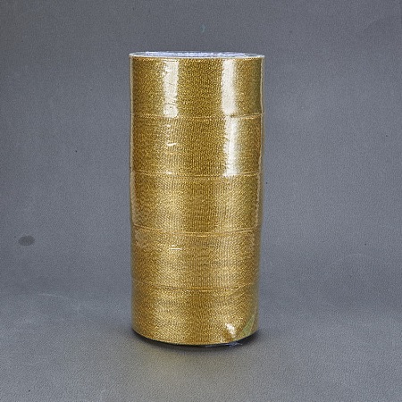 BENECREAT 125Yards (5 rolls X 25yd) 1-1/2-inch Wide Premium Glitter Metallic Sparkle Fabric Ribbon for Wedding, Holiday, Home Decoration, Gift Wrap (Gold)