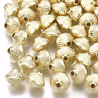 Honeyhandy CCB Plastic Beads, Corrugated Bicone, Light Gold, 7x6mm, Hole: 1.5mm