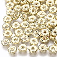 Honeyhandy CCB Plastic Spacer Beads, Corrugated Flat Round, Light Gold, 5x1.5mm, Hole: 1mm, about 500pcs/10g
