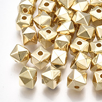 Arricraft CCB Plastic Beads, Polyhedron, Light Gold, 8x8x6.5mm, Hole: 1.8mm