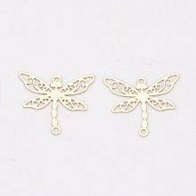 Honeyhandy Brass Links connectors, Etched Metal Embellishments, Long-Lasting Plated, Dragonfly, Light Gold, 13x15x0.3mm, Hole: 1mm