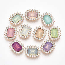 Honeyhandy Glass Rhinestone Cabochons, with Light Gold Plated Alloy Findings, Faceted, Oval, Mixed Color, 22.5x18.5x5mm