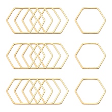 Honeyhandy Brass Linking Rings, Hexagon, Light Gold, 22x22.5x1mm