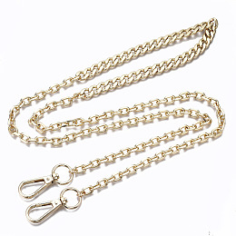 Honeyhandy Bag Chains Straps, Iron Curb Link Chains and Cable Link Chains, with Alloy Swivel Clasps, for Bag Replacement Accessories, Light Gold, 108x1cm