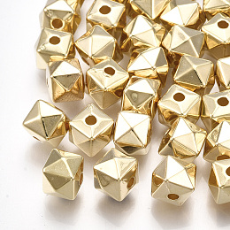 Arricraft CCB Plastic Beads, Polyhedron, Light Gold, 8x8x6.5mm, Hole: 1.8mm