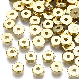 Honeyhandy CCB Plastic Spacer Beads, Flat Round, Light Gold, 5x1.5mm, Hole: 1.2mm