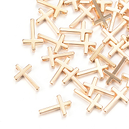 Honeyhandy Brass Tiny Cross Charms, Light Gold, 13x8x2mm, Hole: 1mm