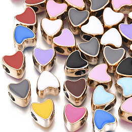 Honeyhandy UV Plating Acrylic European Beads, with Enamel, Large Hole Beads, Heart, Light Gold, 11.5x11.5x8.5mm, Hole: 4.5mm