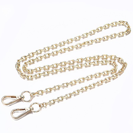 Honeyhandy Bag Chains Straps, Iron Cable Link Chains, with Alloy Swivel Clasps, for Bag Replacement Accessories, Light Gold, 110x0.75cm