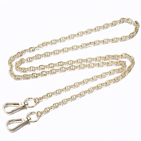 Honeyhandy Bag Chains Straps, Brass Mariner Link Chains, with Alloy Swivel Clasps, for Bag Replacement Accessories, Light Gold, 116x0.7cm