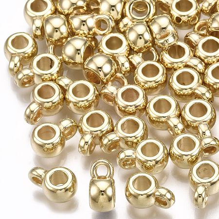 Honeyhandy CCB Plastic Tube Bails, Loop Bails, Rondelle, Light Gold, 9x4x6mm, Hole: 1.5mm, Inner Diameter: 3mm
