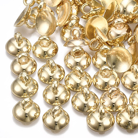 Honeyhandy CCB Plastic Bead Cap Pendant Bails, for Globe Glass Bubble Cover Pendant Making, Light Gold, 9x6.5mm, Hole: 2mm