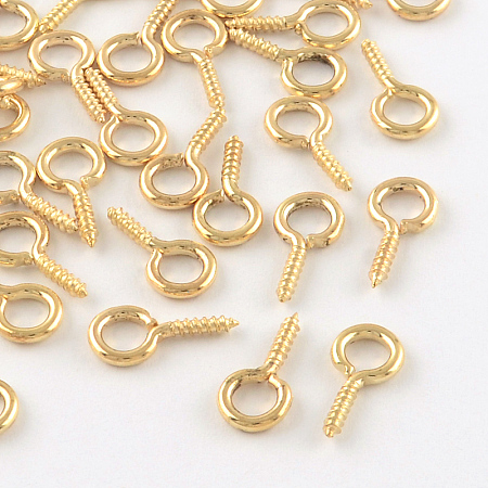 Honeyhandy Iron Screw Eye Pin Peg Bails, For Half Drilled Beads, Light Gold, 13x6.5x1.5mm, Hole: 4mm, Pin: 1.5mm