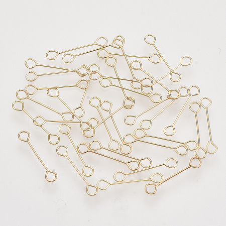 Honeyhandy Iron Eye Pins, Double Sided Eye Pins, Cadmium Free & Lead Free, Light Gold, 15x0.4mm, Hole: 1.8mm, Head: 3mm