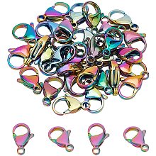 UNICRAFTALE About 30pcs Rainbow Color Vacuum Plating 304 Stainless Steel Lobster Claw Clasps Fastener Hook End Chain Clasp 15x10mm Lobster Claw Clasps Connectors Beads for Necklaces Making