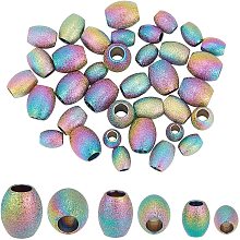 UNICRAFTALE 36Pcs 3 Size Oval Beads Vacuum Plating 304 Stainless Steel Beads Multi-Color Abacus for DIY Craft Jewelry Making