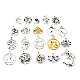 Alloy Enamel Pandents, Yoga Symbols, Mixed Color, 14~28x10.8~21.6x1.8~2.2mm, Hole: 1.6~2mm