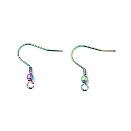 Honeyhandy 316 Surgical Stainless Steel Hook Earrings, Ear Wire, with Horizontal Loops, Rainbow Color, 21x20.5x3mm, Hole: 2mm, 22 Gauge, Pin: 0.6mm