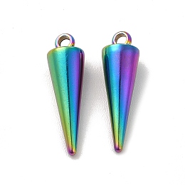 Honeyhandy Ion Plating(IP) 201 Stainless Steel Pendants, Cone Charm, Rainbow Color, 18.5x5.5mm, Hole: 1.5mm