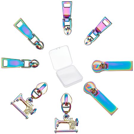 GORGECRAFT 4 Styles Rainbow Zipper #5 Sliders Auto Lock Zipper Pulls #3 Replacement Repair Kit Bulk Teeth Zipper Head for DIY Sewing Tailor Craft Bags Clothing