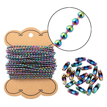 Honeyhandy DIY Jewelry Making Kits, Including 5m Ion Plating(IP) 304 Stainless Steel Ball Chains & 20Pcs Ball Chain Connectors, Rainbow Color, Ball Chains: 3mm
