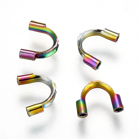 Honeyhandy Ion Plating(IP) 316 Surgical Stainless Steel Wire Guardian, Rainbow Color, 6.3~7x5x1.5mm, Hole: 0.7mm