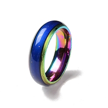 Honeyhandy Mood Ring, Temperature Change Color Emotion Feeling 201 Stainless Steel Plain Band Ring for Women, Rainbow Color, Inner Diameter: 17mm