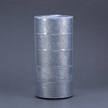 BENECREAT 125Yards (5 rolls X 25yd) 1-1/2-inch Wide Premium Glitter Metallic Sparkle Fabric Ribbon for Wedding, Holiday, Home Decoration, Gift Wrap (Silver)