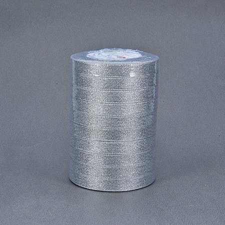 BENECREAT 250Yards (10 rolls X 25yd) 1/2-inch Wide Premium Glitter Metallic Sparkle Fabric Ribbon for Wedding, Holiday, Home Decoration, Gift Wrap (Silver)
