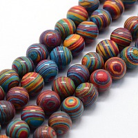 Honeyhandy Synthetic Malachite Beads Strands, Dyed, Round, Colorful, 6mm, Hole: 0.5mm, about 63pcs/strand,  14.96 inch(38cm)