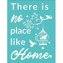 OLYCRAFT 2PCS Self-Adhesive Silk Screen Printing Stencil “There is No Place Like Home” Sign Stencil Reusable Pattern Stencils for Painting on Wood Fabric T-Shirt Wall and Home Decorations