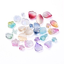 Honeyhandy Electroplate Transparent Glass Beads, Mixed Shapes, Mixed Color, 5~21x6~14x3~10mm, Hole: 0.9~1.2mm