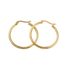 ARRICRAFT 6 Pairs 304 Stainless Steel Rounded Small Golden Hoop Earrings Dia.29MM