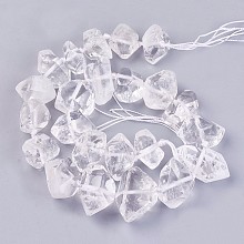 Honeyhandy Natural Quartz Crystal Beads Strands, Rock Crystal, Faceted, Nuggets, 20~38x10.5~19x12.5~20mm, Hole: 1.5mm, 23pcs/strand, 16.34 inch(41.5cm)