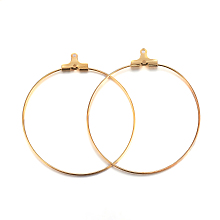 Honeyhandy 304 Stainless Steel Pendants, Hoop Earring Findings, Ring, Golden, 44x40x1.5mm, 21 Gauge, Hole: 1mm, Inner Size: 38x39mm, Pin: 0.7mm