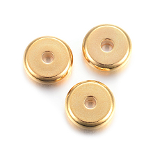 Honeyhandy 304 Stainless Steel Spacer Beads, Flat Round, Golden, 8x2.5mm, Hole: 1.8mm